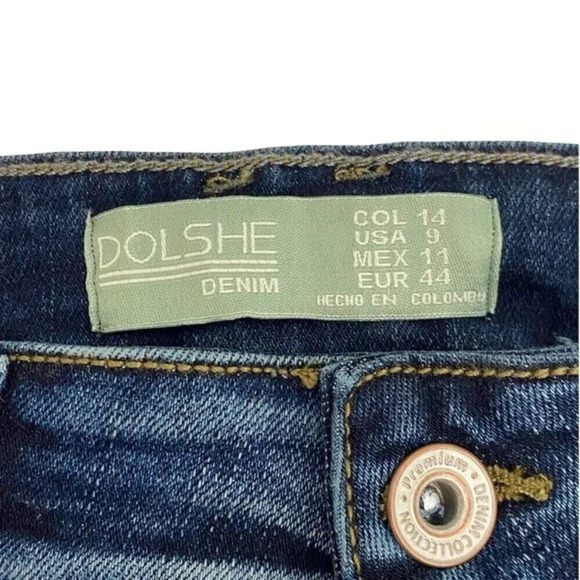 Colombian Jeans High Waisted Button fly Skinny Jeans Dark Wash Stretch Fitted 9 - Picture 9 of 9